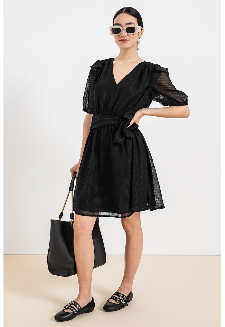 Rochie mini evazata cu cordon in talie Rochie mini evazata cu cordon in talie