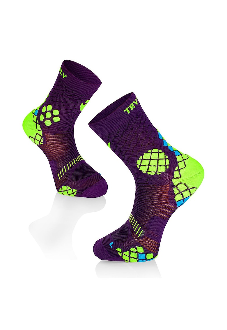 Sosete sport de compresie violet-galben Sosete sport de compresie violet-galben