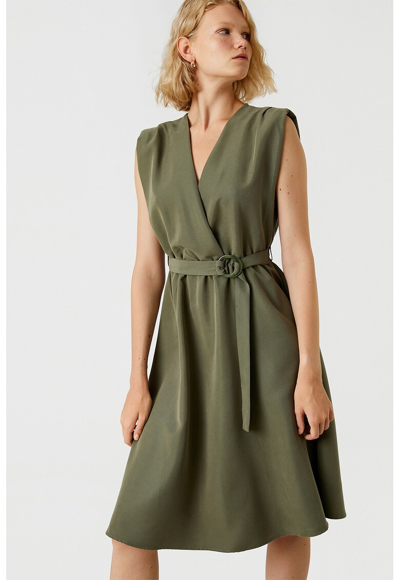 Rochie midi cu decolteu cache coeur