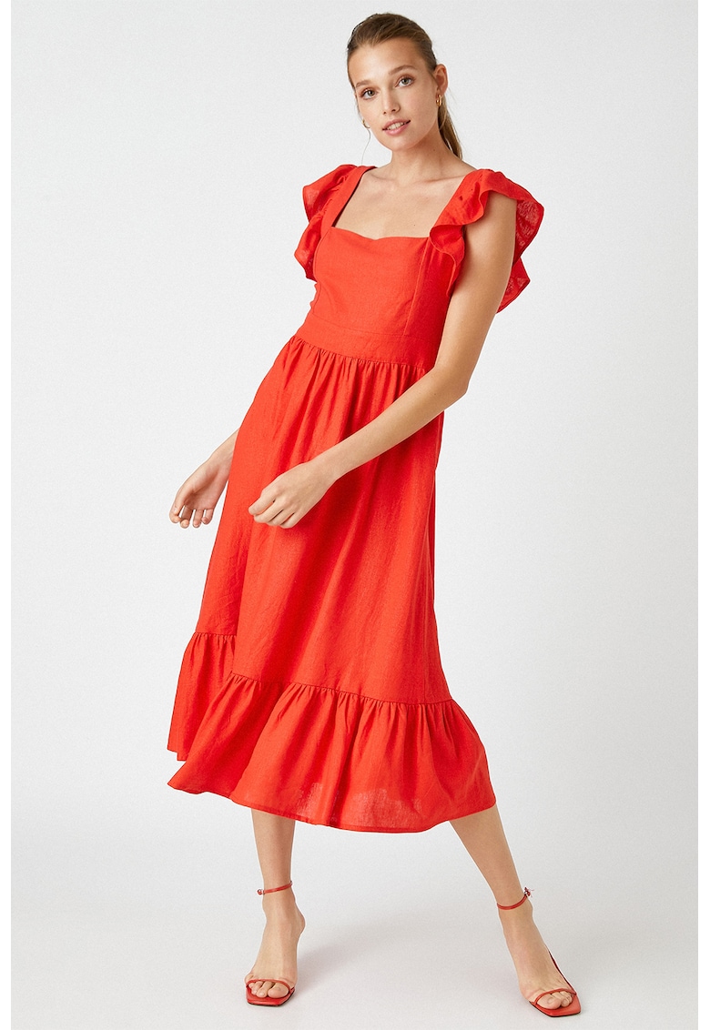 Rochie midi din amestec de in