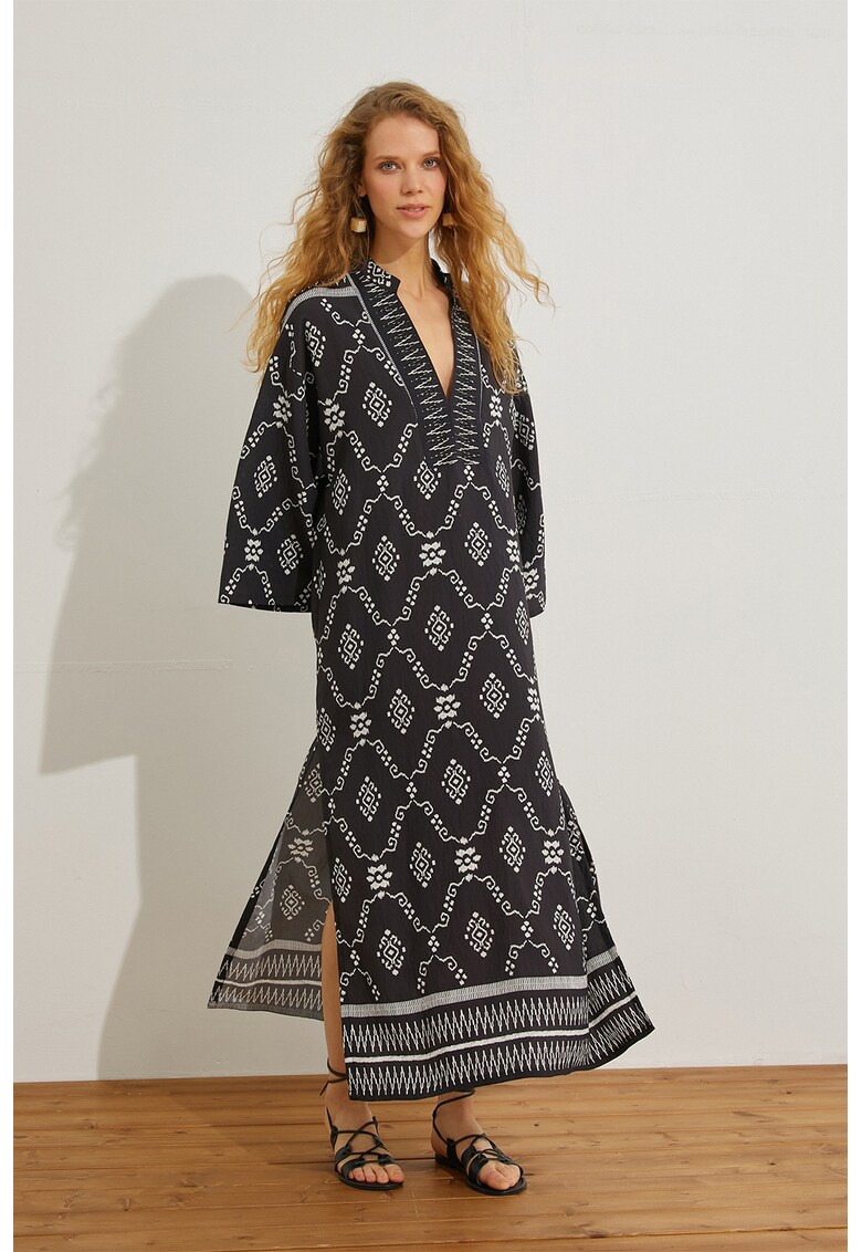 Rochie-kaftan cu imprimeu etnic