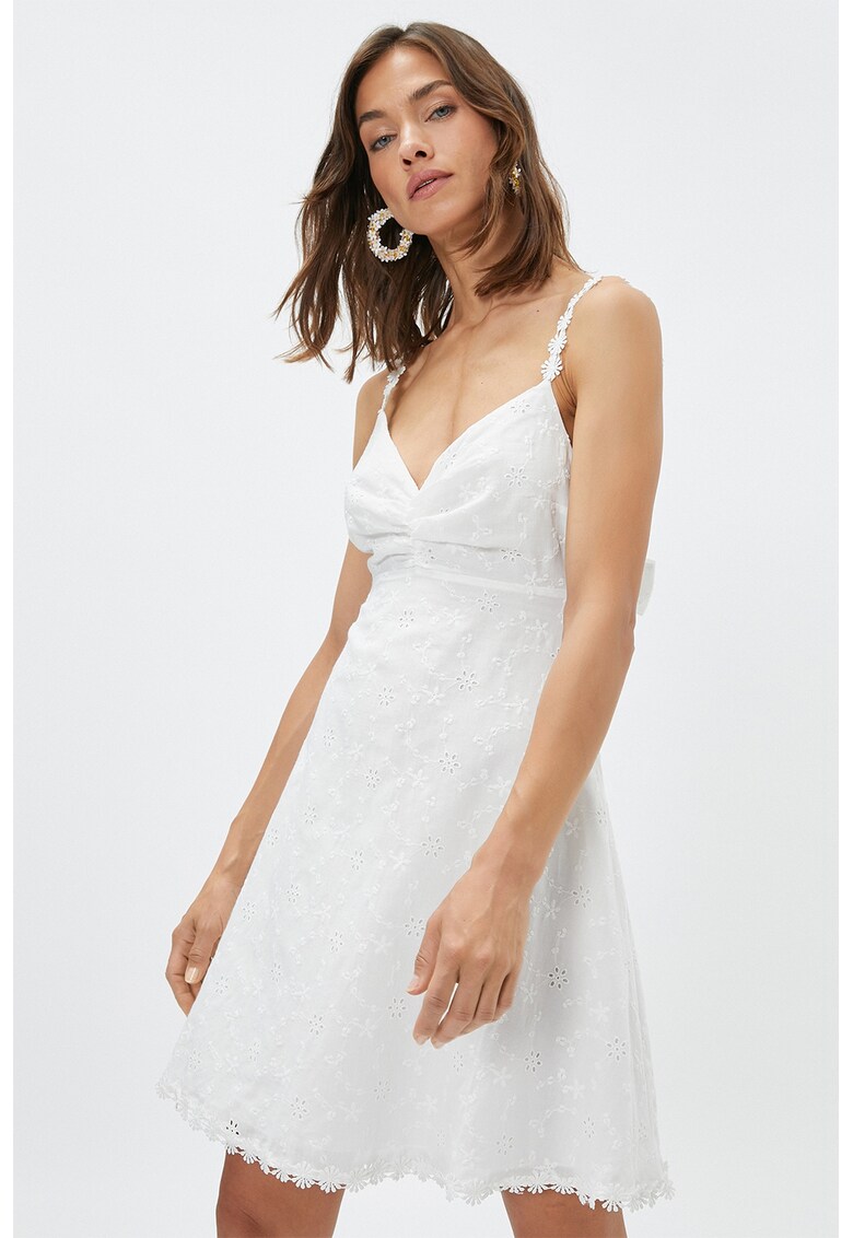 Rochie fara maneci cu broderie Sangallo