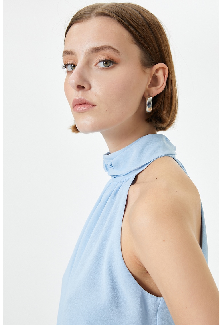 Bluza cu decolteu halter - Albastru pastel