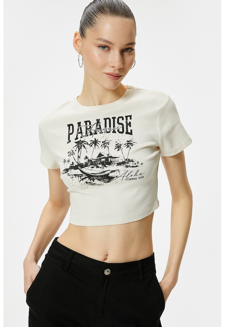 Tricou crop slim fit