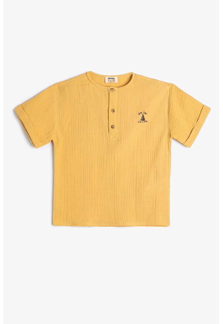 Tricou Henley cu model uni - Maro deschis