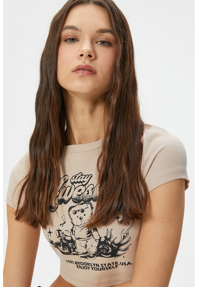 Tricou crop slim fit