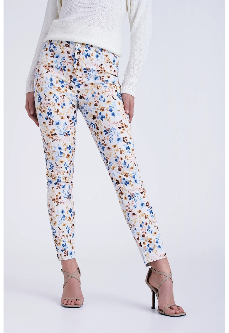 Pantaloni skinny cu imprimeu floral