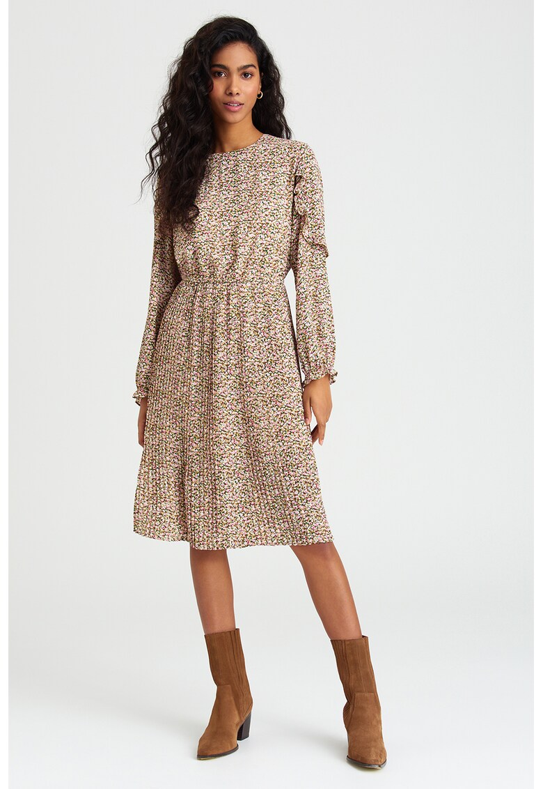 Rochie midi evazata cu model floral