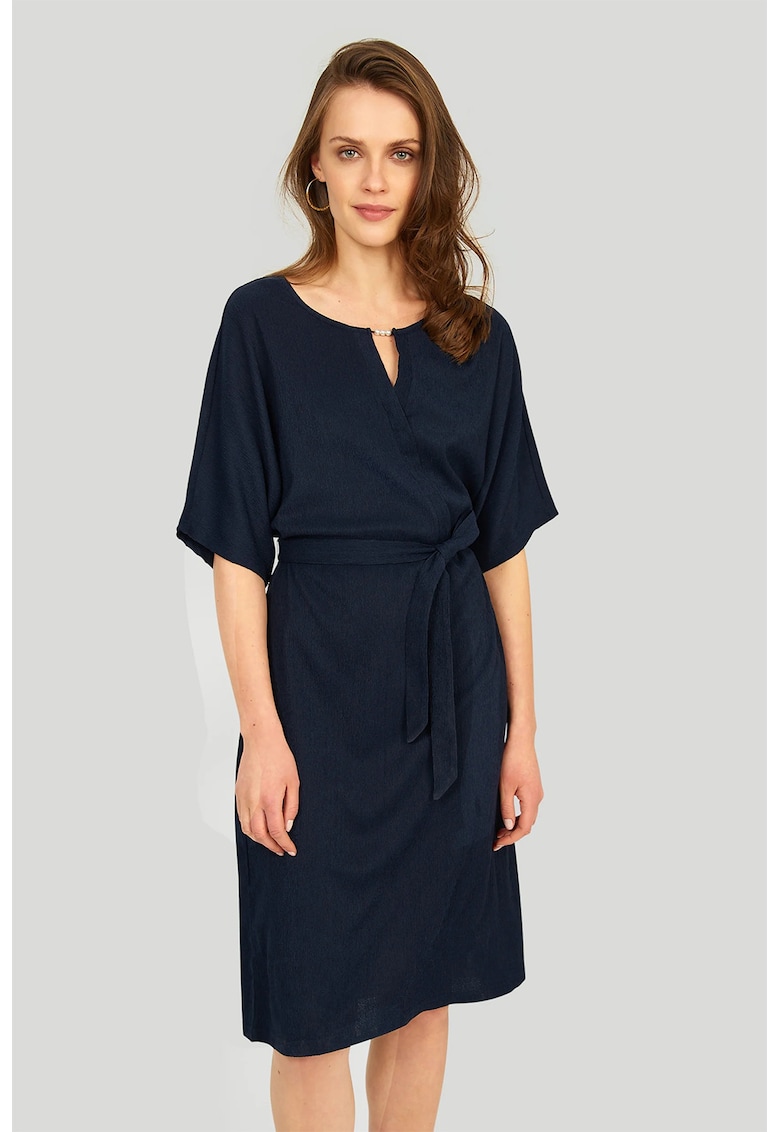 Rochie midi cu snur de ajustare in talie