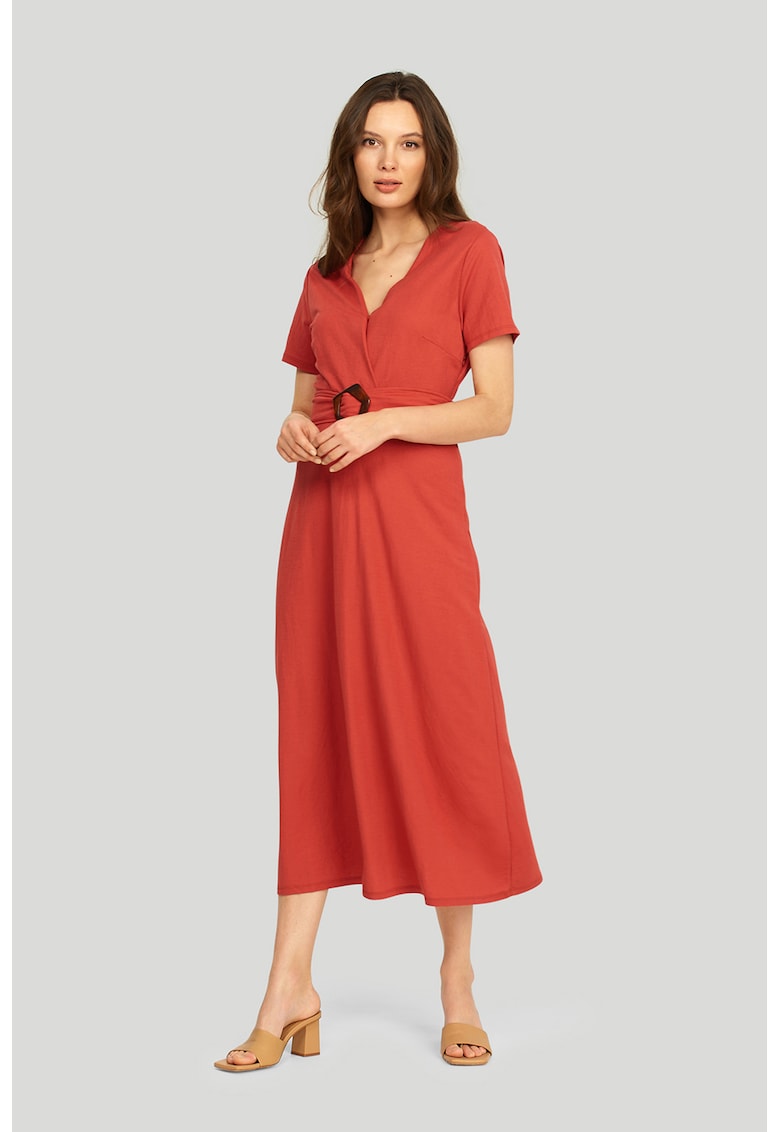 Rochie midi cu decolteu cache-coeur