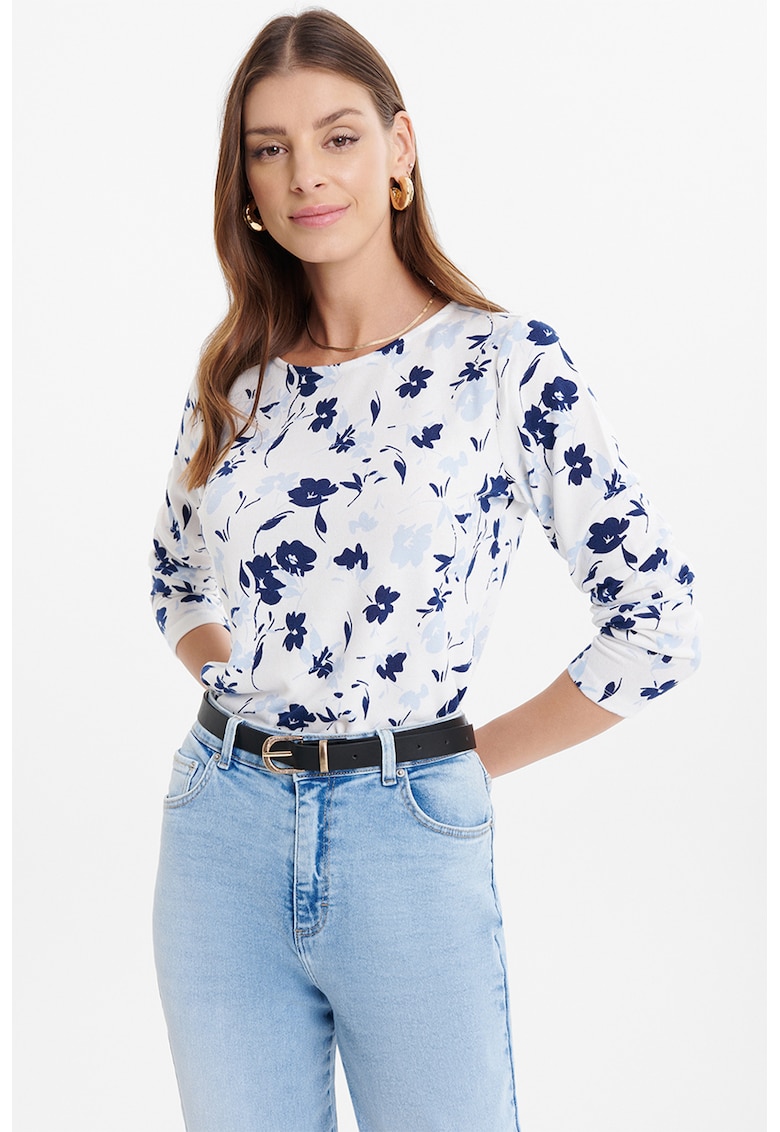 Bluza cu imprimeu si decolteu la baza gatului