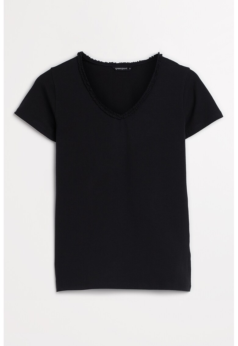 Tricou din amestec de bumbac cu decolteu in V