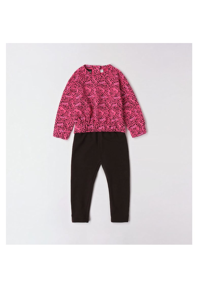Compleu bluza si colant pentru fetite - 0.7203 - Roz/Negru -