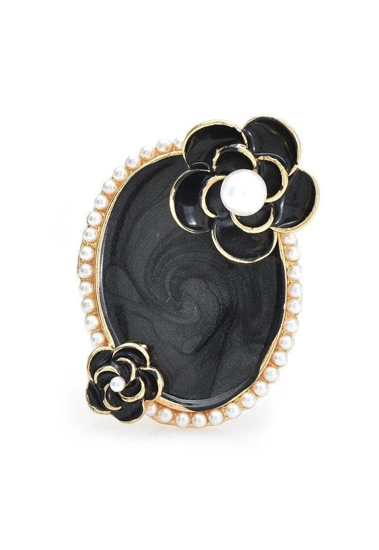 Brosa aurie - stil vintage - cu perlute si flori - Ringo C1