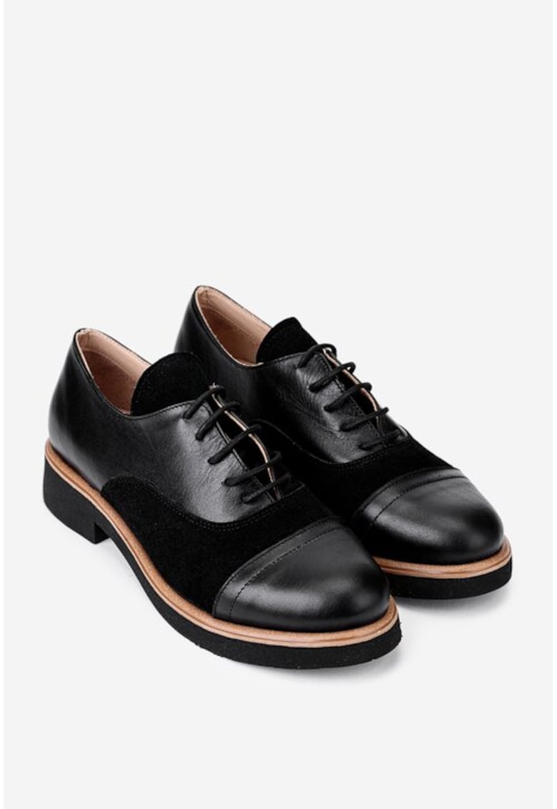 Pantofi stil Oxford negri din piele