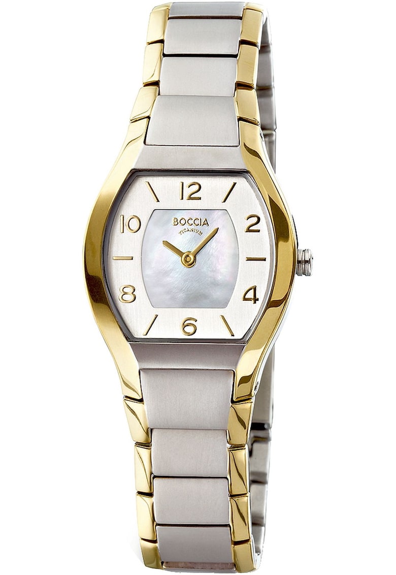 Ceas dama Titanium Classic 3174-02 - cuart Ronda 762 - cadran alb mama-perla - titan argintiu si auriu