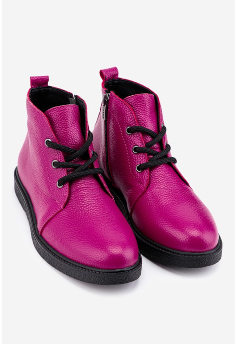 Ghete fuchsia din piele naturala texturata