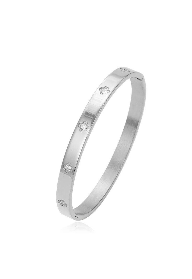 Bratara argintie - tip bangle - cu pietre din zirconiu - diametru 5.8 cm - Pontianus C1