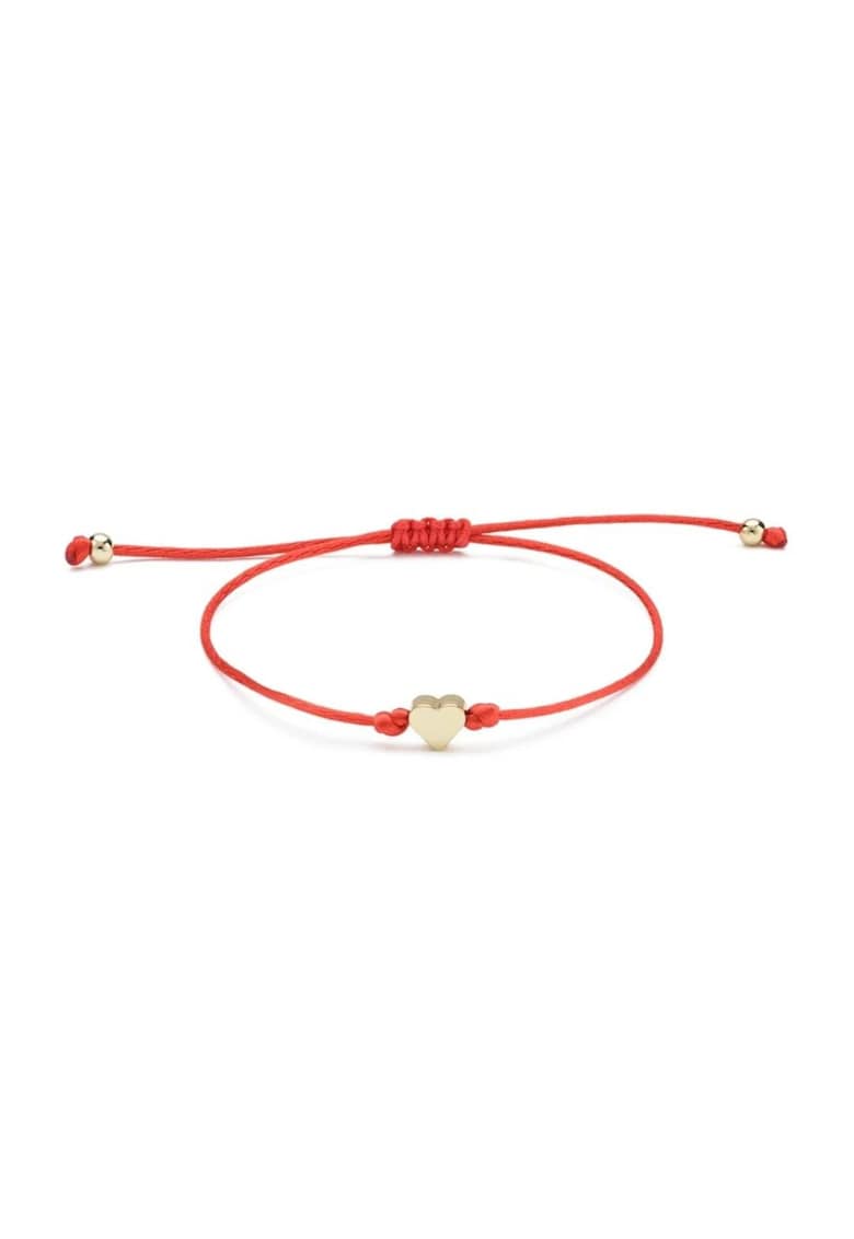 Bratara aurie - snur rosu si pandantiv inimioara - Diametru reglabil: 5 cm - Paw C7