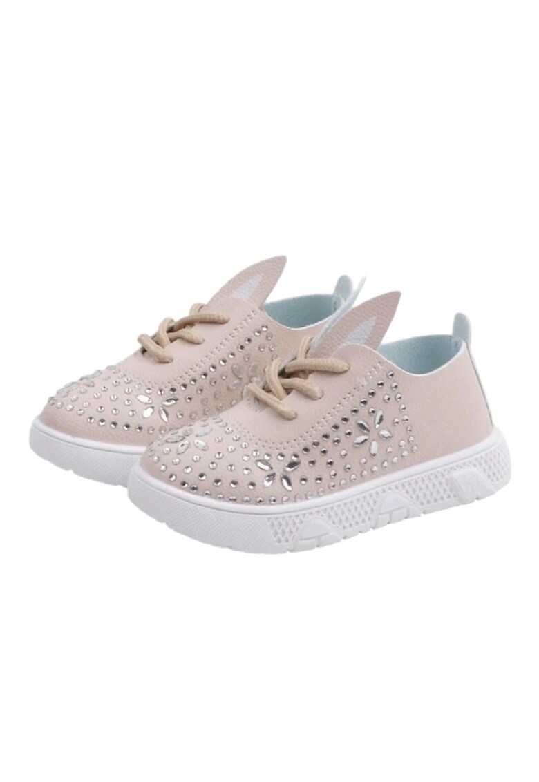 Pantofi Cu Strasuri - Casual - Piele ecologica - Fete - Siret - Crem