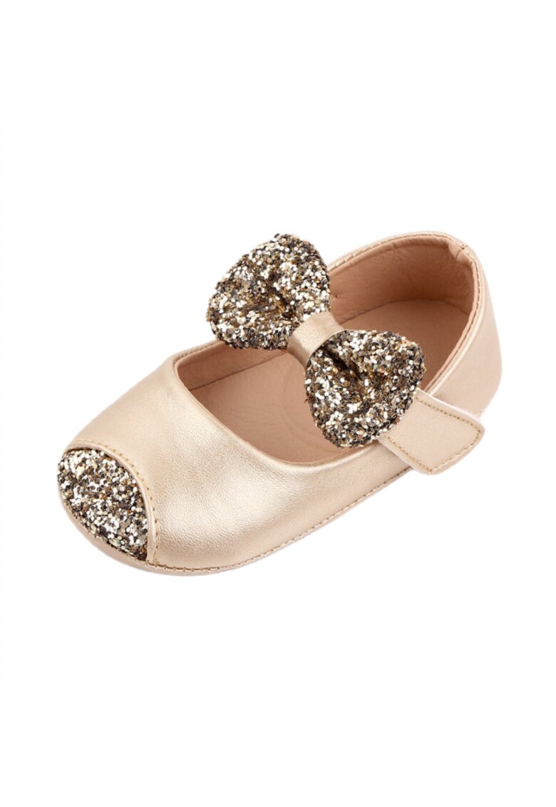 Pantofi Cu Sclipici - Elegant - Piele ecologica - Fete - Velcro - Auriu