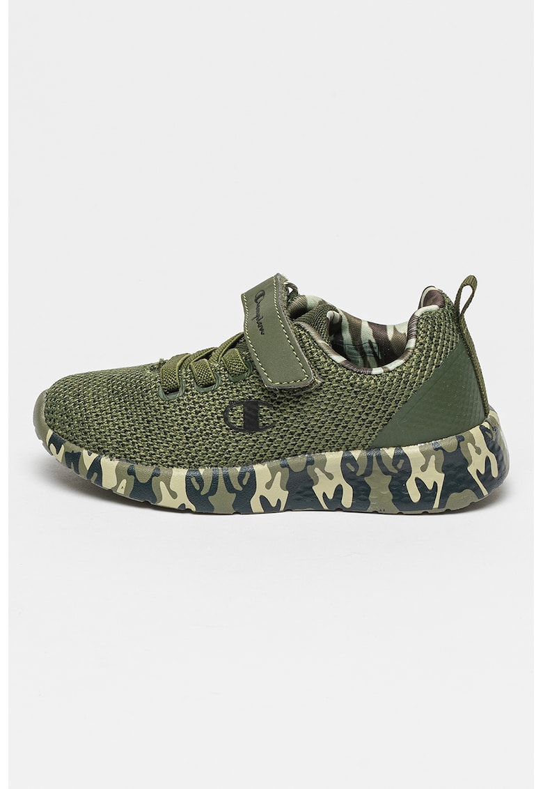 Pantofi sport cu inchidere velcro si talpa cu model camuflaj Deux