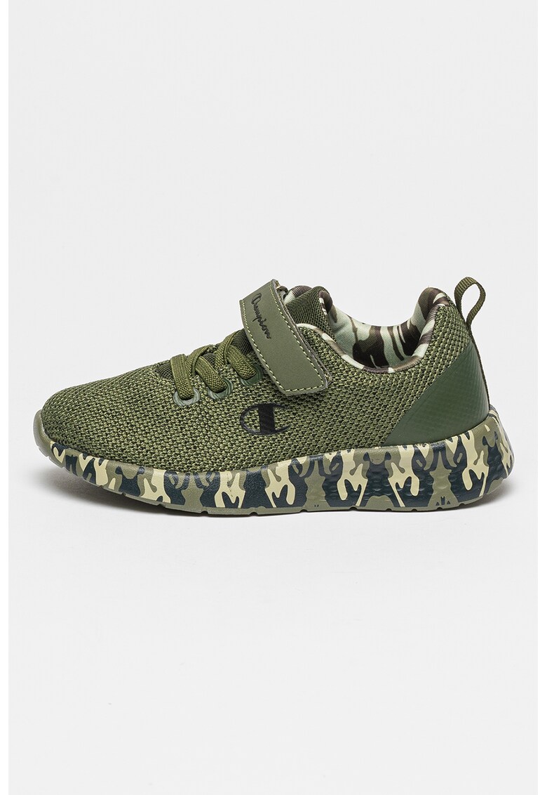 Pantofi sport cu inchidere velcro si talpa cu model camuflaj Deux