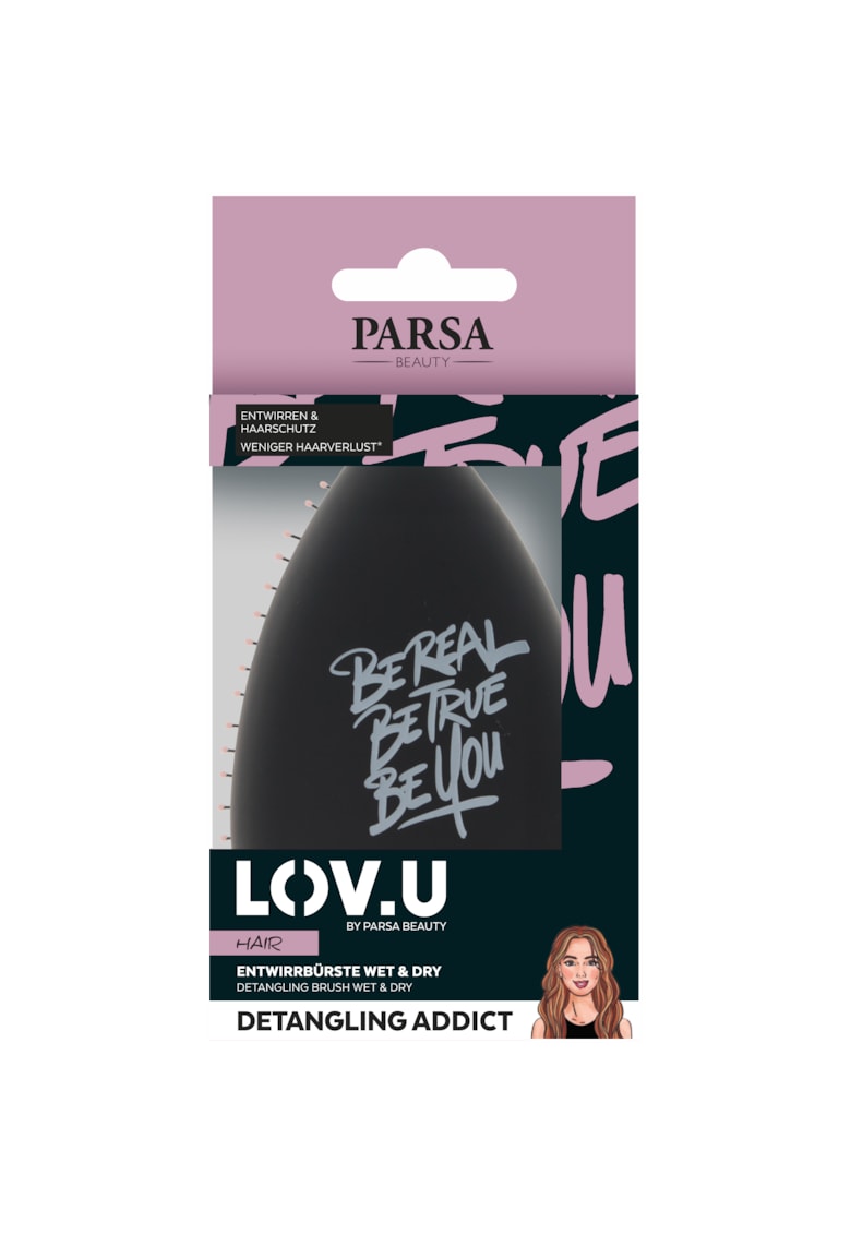 Perie de buzunar pentru descurcat Wet & Dry LOV.U - 1 bucata - Parsa