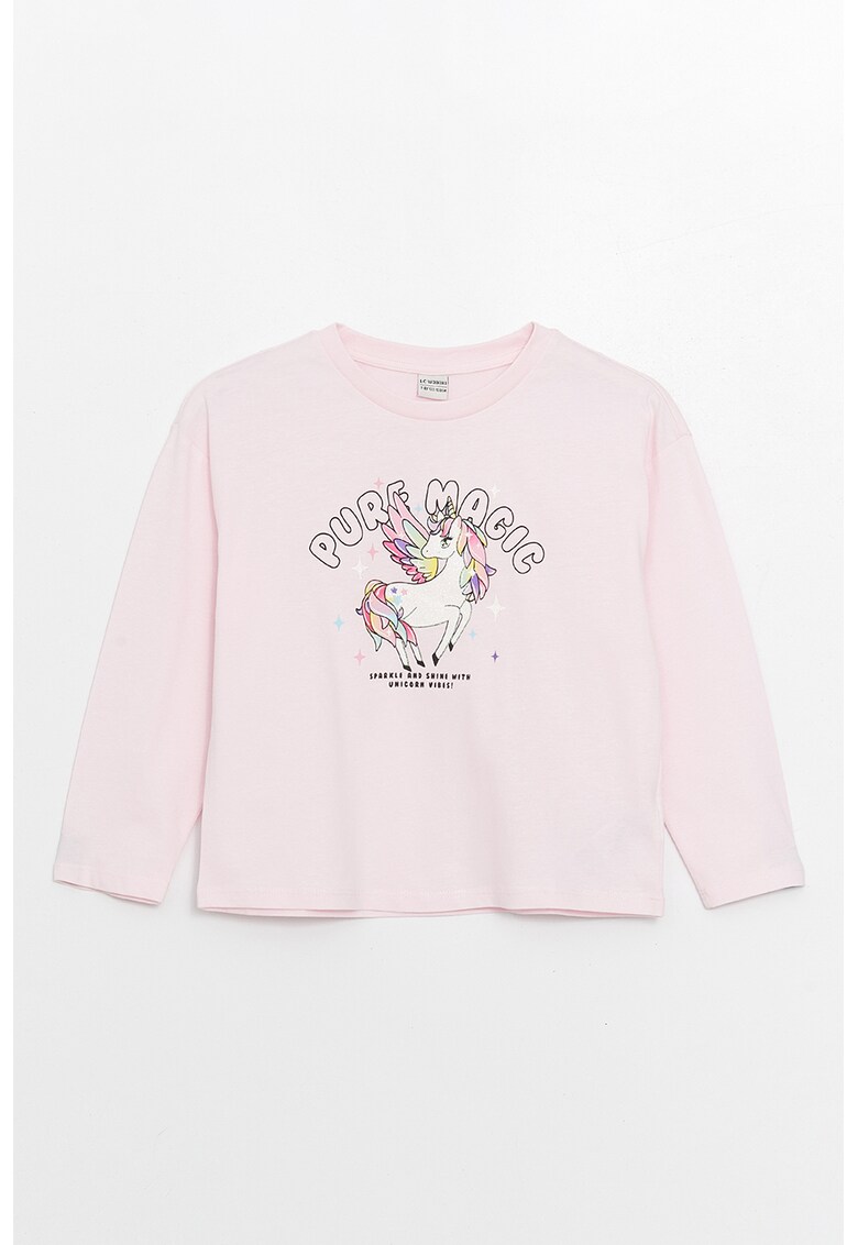 Bluza din bumbac cu model cu unicorn