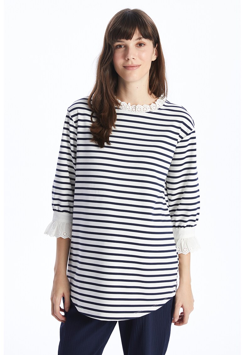 Bluza cu model in dungi si maneci 3/4 pentru gravide