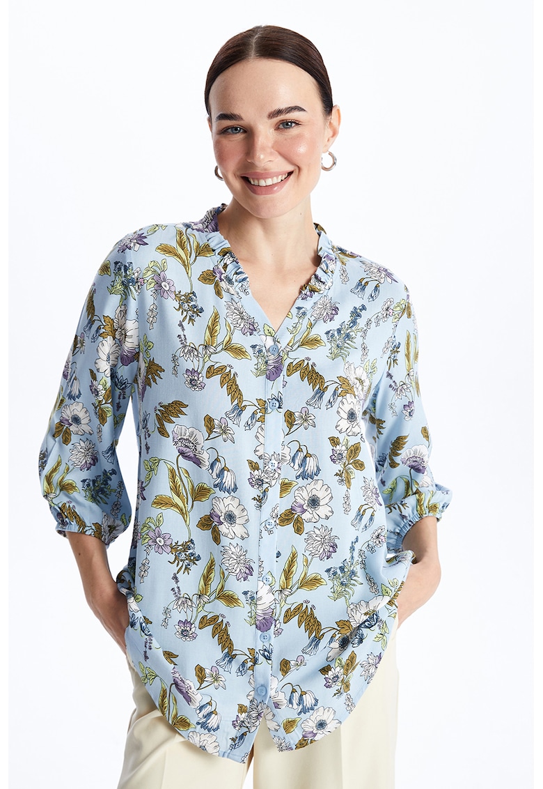 Camasa cu decolteu in V si model floral