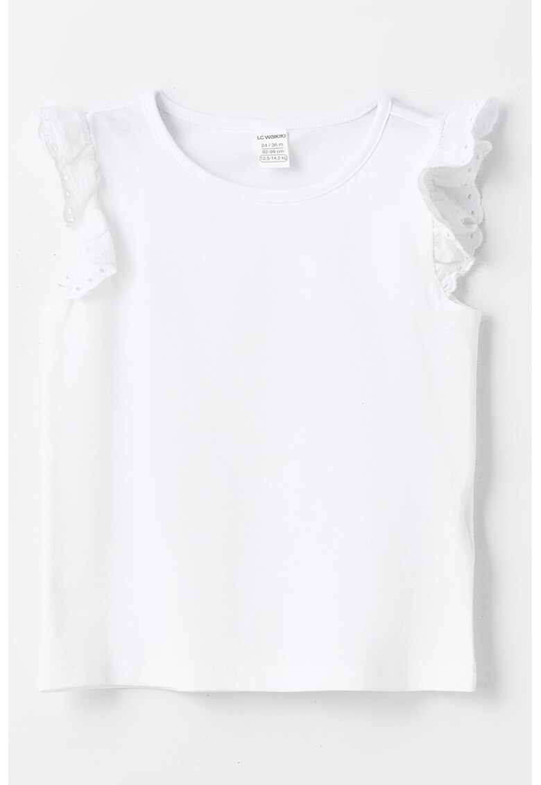 Bluza de bumbac cu maneci cu volane