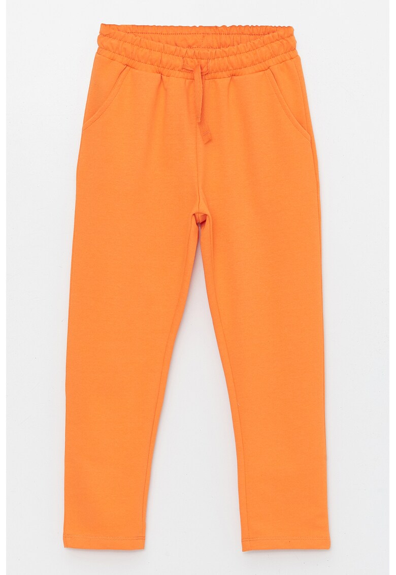 Pantaloni de trening lungi cu model uni si banda elastica in talie