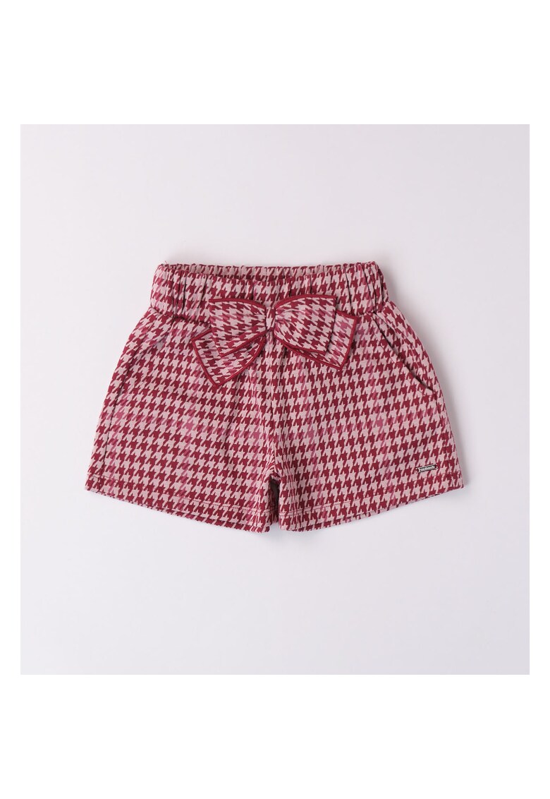 Bermude in carouri cu fundita pentru fetite - 0.7302 - Rosu - Rosu