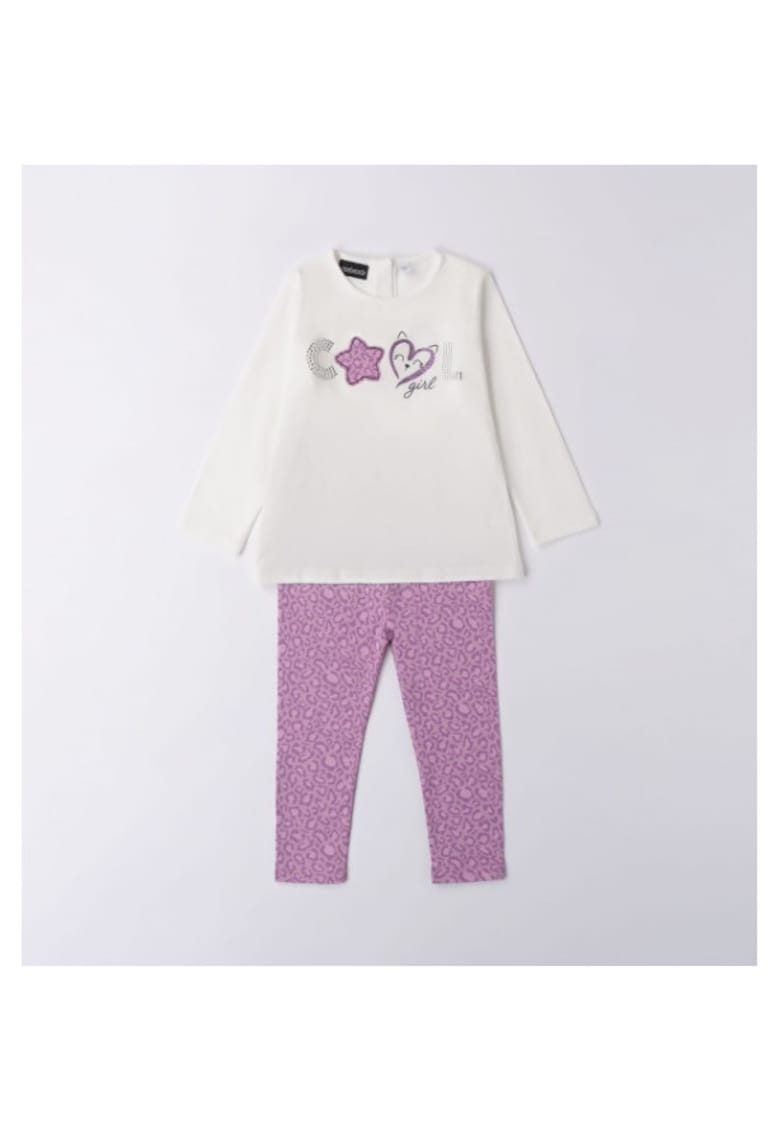 Compleu bluza si colant pentru fetite - 0.7241 - Alb/Mov - Alb/Mov