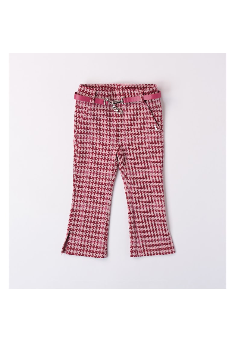 Pantaloni in carouri evazat pentru fetite - 0.7304 - Roz - Roz Granat