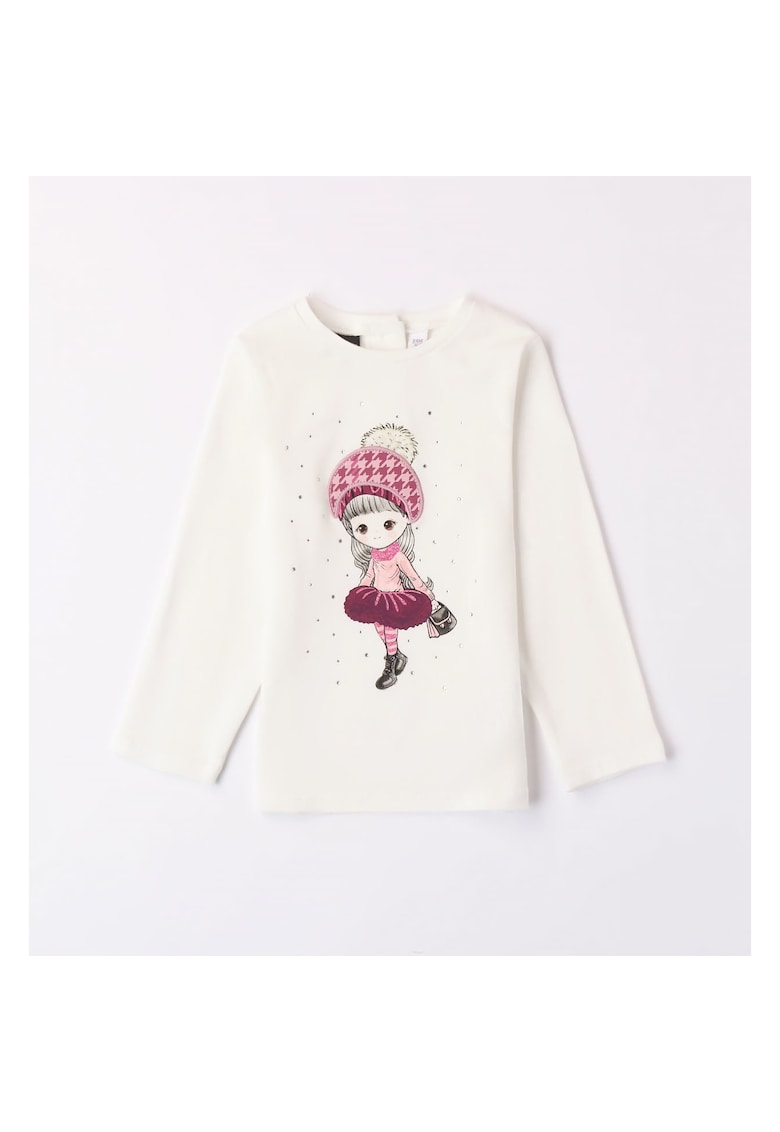 Bluza cu imprimeu pentru fetite - 0.7279 - Alb/Roz