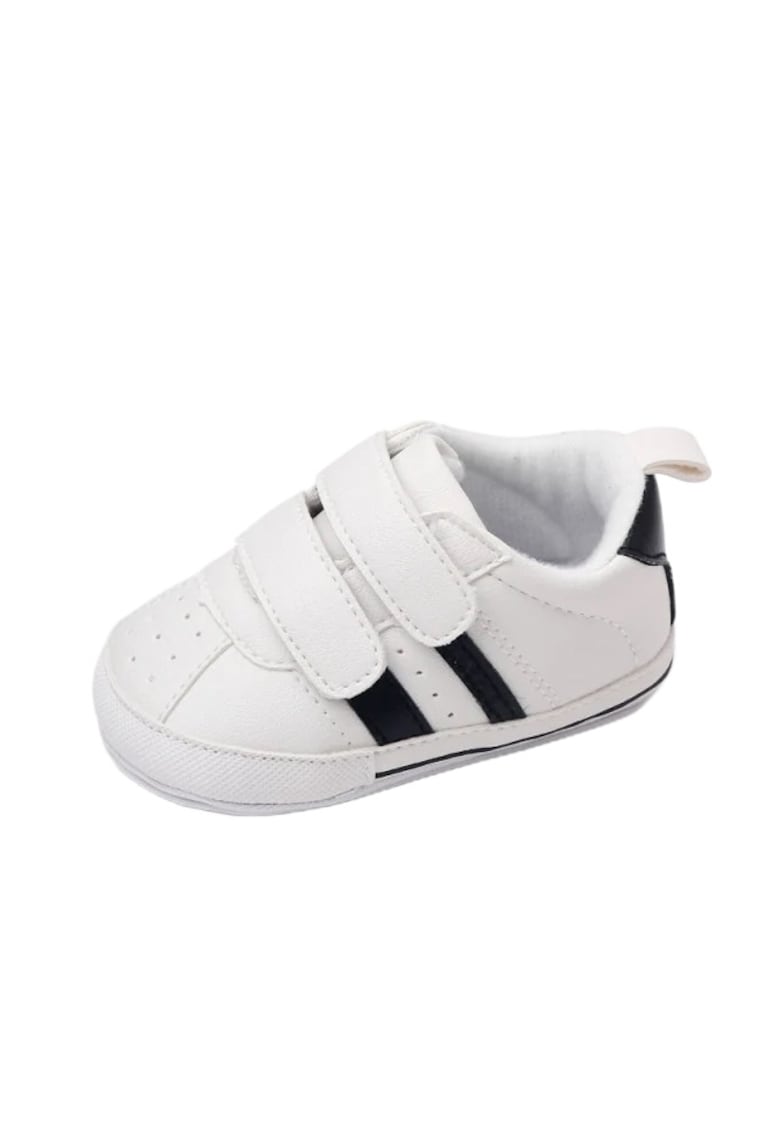 Superbaby Pantofi Sport Model Newe - Piele ecologica - Baieti - Velcro - Alb - Negru
