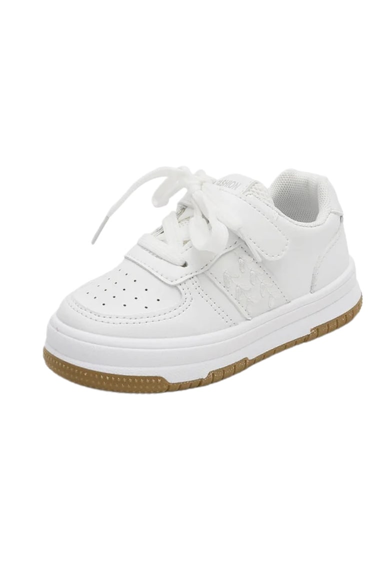 Pantofi Sport Model Sporty - Piele ecologica - Fete - Siret - Velcro - Alb