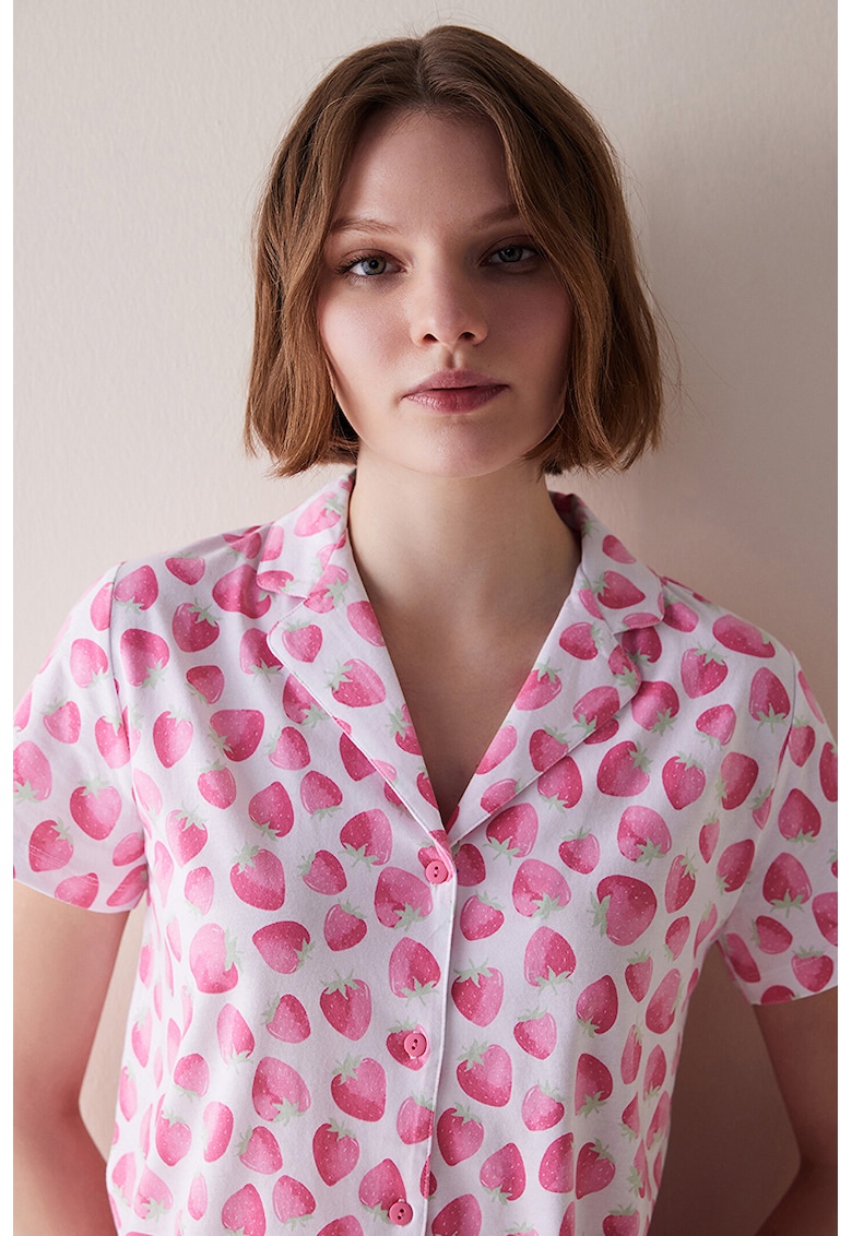 Bluza de pijama din bumbac cu model cu fructe