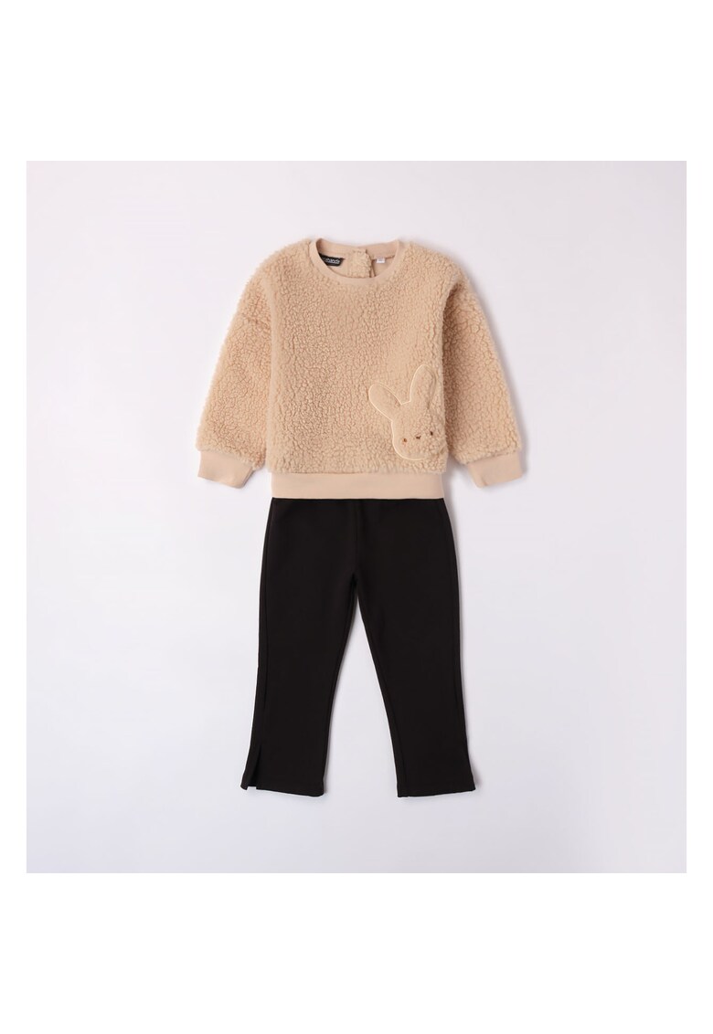 Compleu hanorac - geanta iepuras si colant pentru fetite - 0.7327 - Bej/Negru