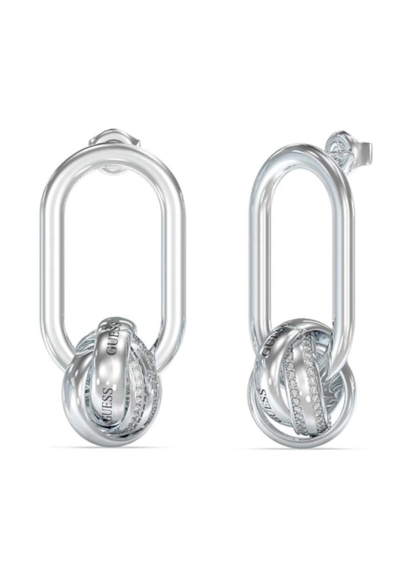 Cercei Perfect paperclip cu cercuri si cristale JUBE04073JWRHT-U - Argintiu