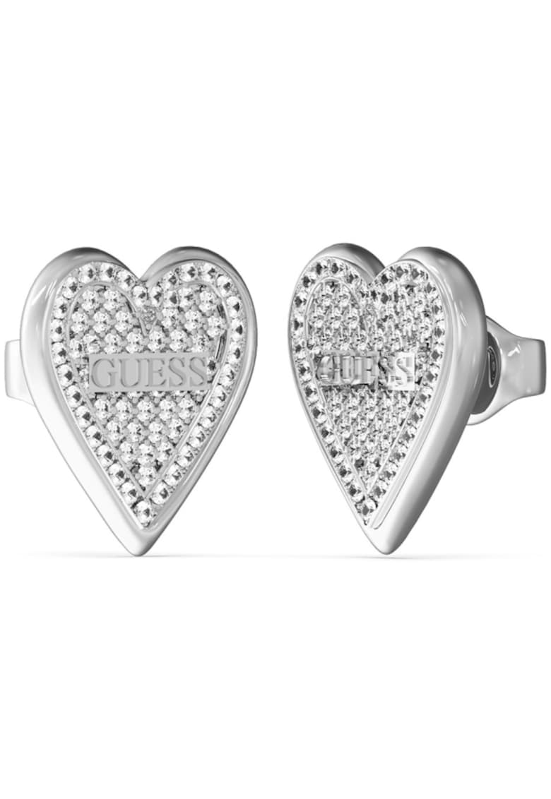 Cercei Love Me Tender stud inima si cristale JUBE03251JWRHT-U - Argintiu