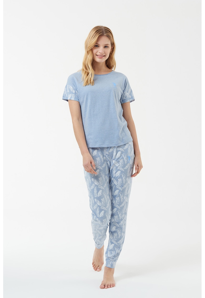 Pijama din amestec de bumbac cu imprimeu