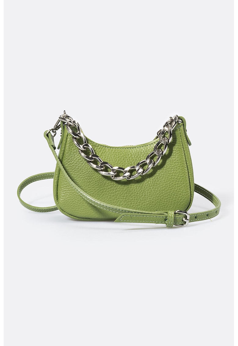 Geanta crossbody din piele - Verde fistic