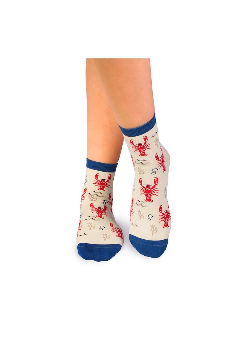 Sosete scurte peste glezna bumbac organic Sealife Homar Alb