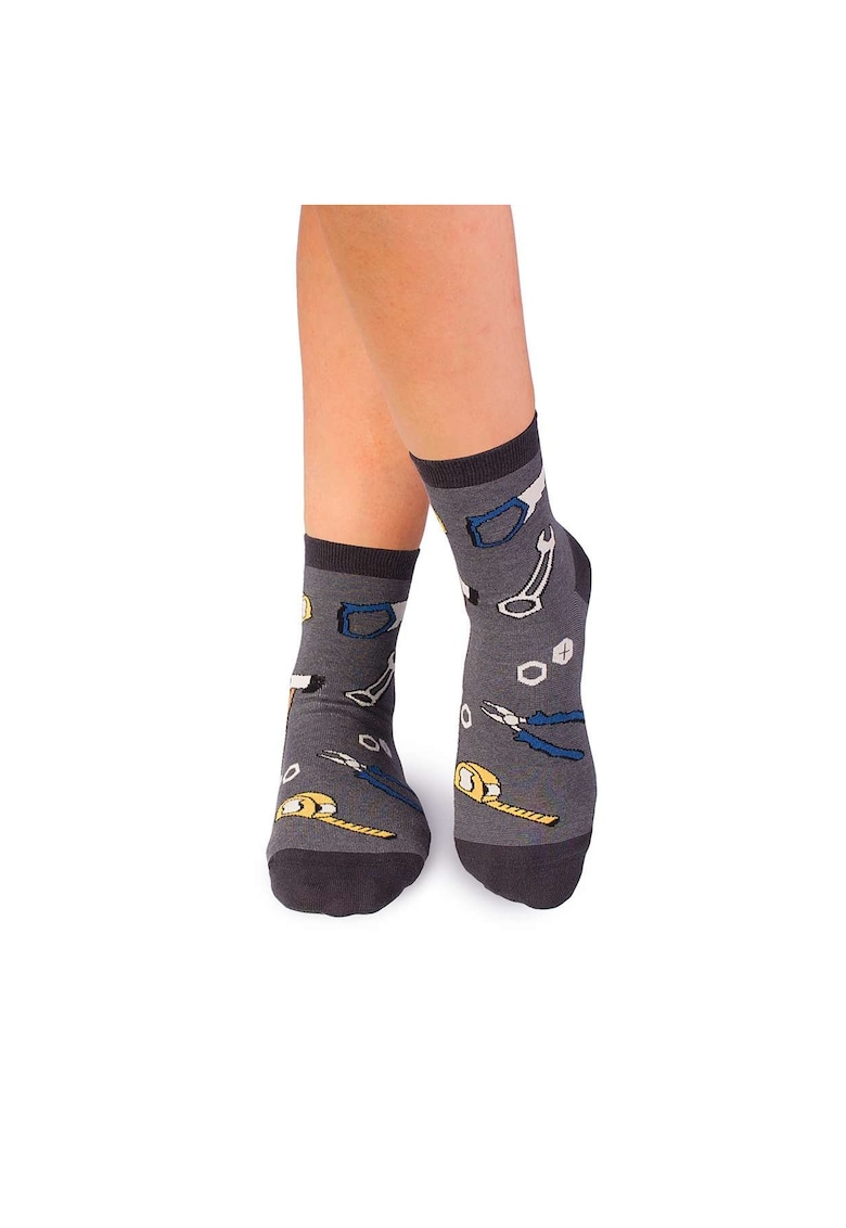 Sosete scurte peste glezna bumbac organic Fine Cotton Dorel Instalatorul Gri