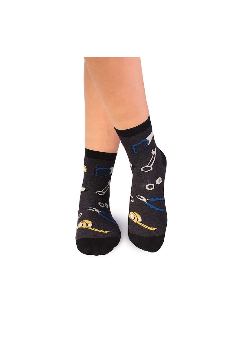 Sosete scurte peste glezna bumbac organic Fine Cotton Dorel Instalatorul Antracit