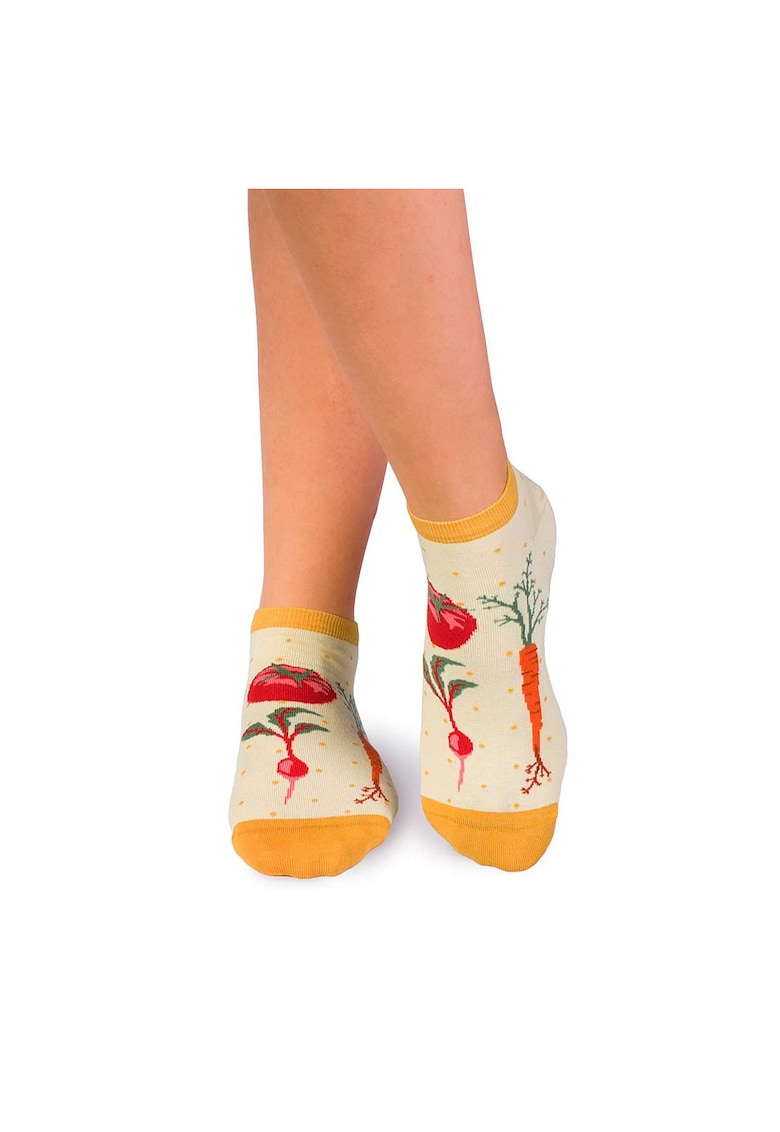 Sosete scurte bumbac organic Fine Cotton Veggie galben pal