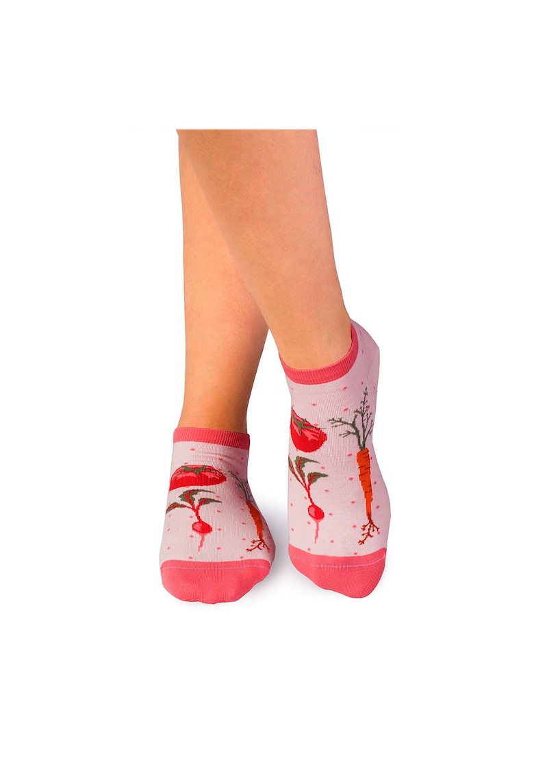 Sosete scurte bumbac organic Fine Cotton Veggie roz pal